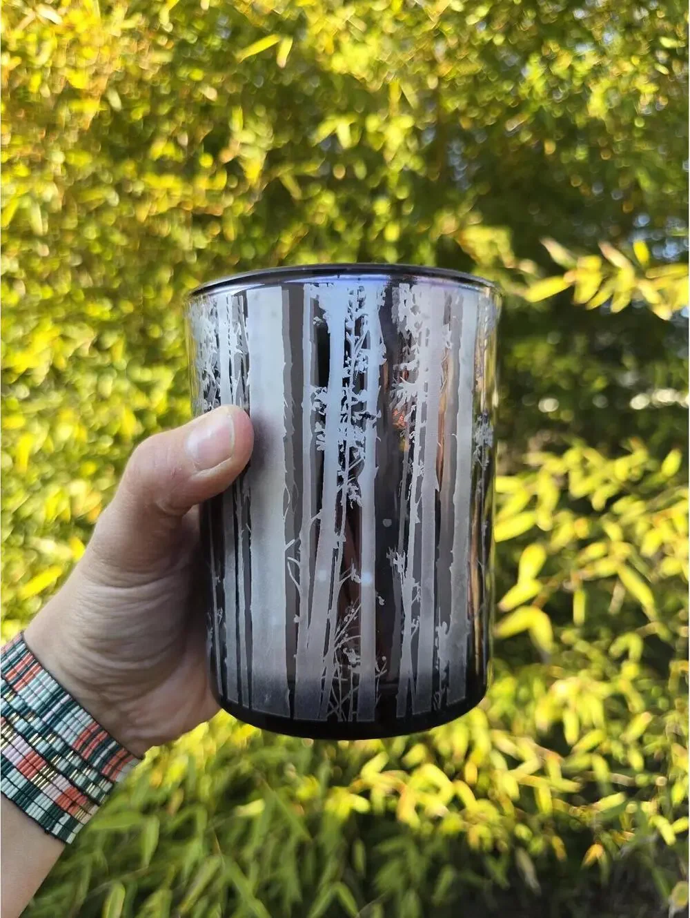Moonlight Woodland Glass Votive/Tealight Holder